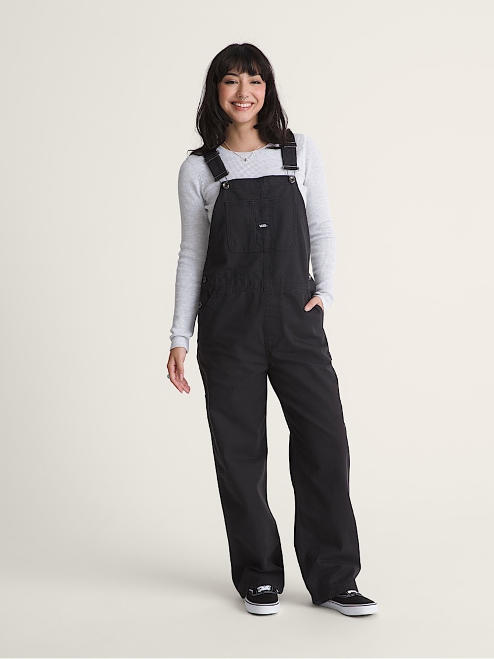 Vans Black Wide-Leg Overalls